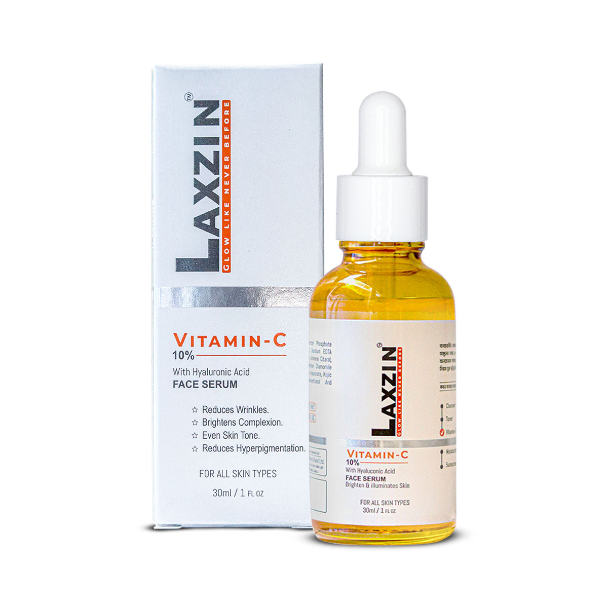 Laxzin Vitamin C 10% With Hyaluronic Acid Face Serum